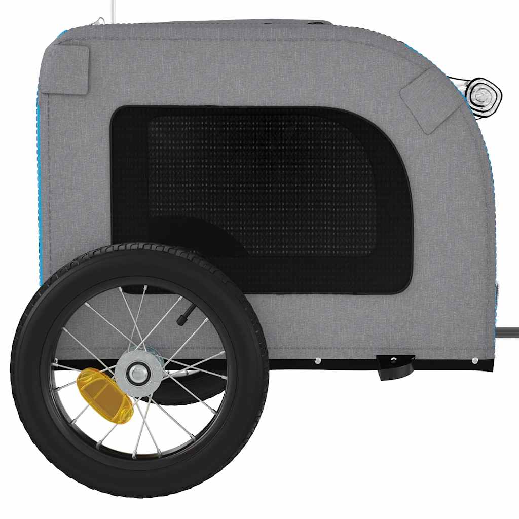 Remolque de bicicleta mascotas hierro tela Oxford azul gris