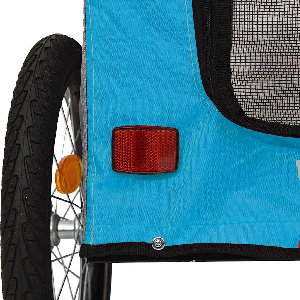 Remolque de bicicleta mascotas hierro tela Oxford azul gris