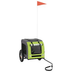 Remolque de bicicleta mascotas hierro tela Oxford verde gris