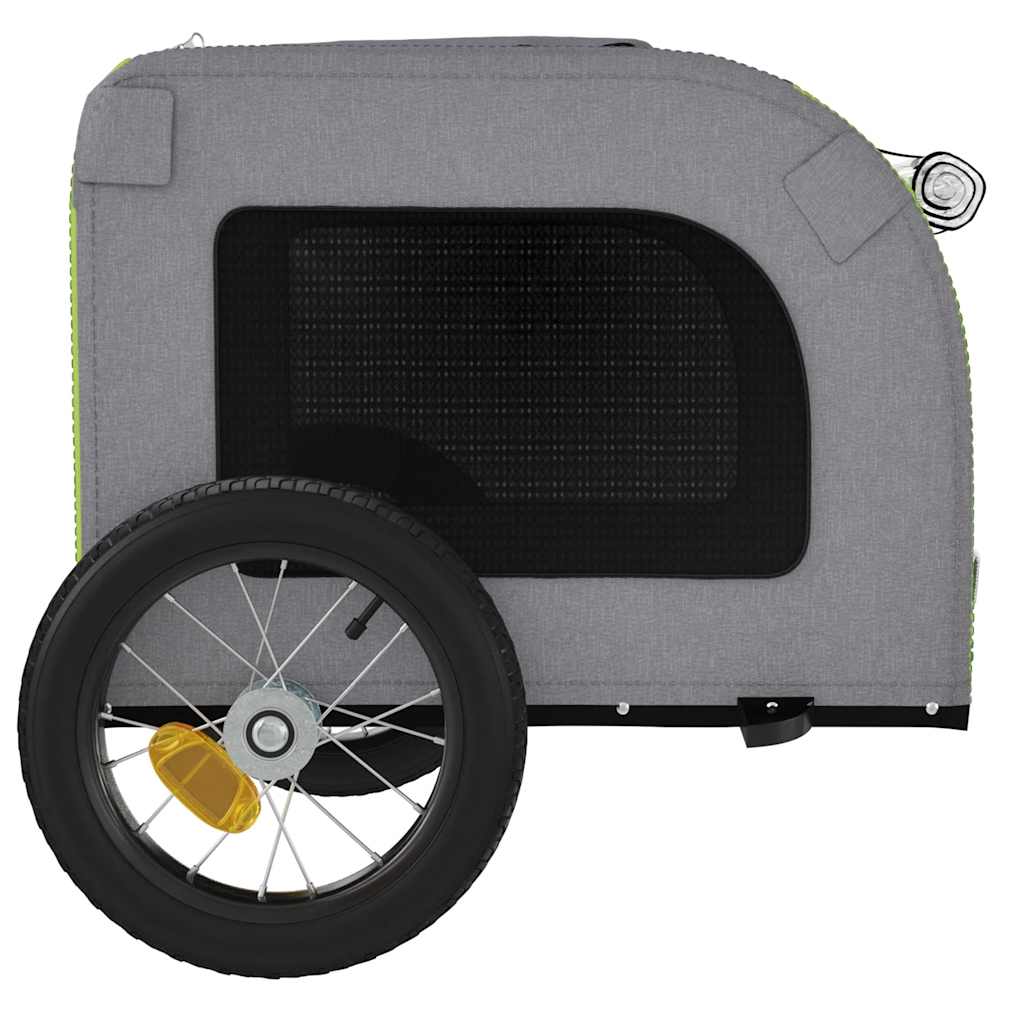 Remolque de bicicleta mascotas hierro tela Oxford verde gris