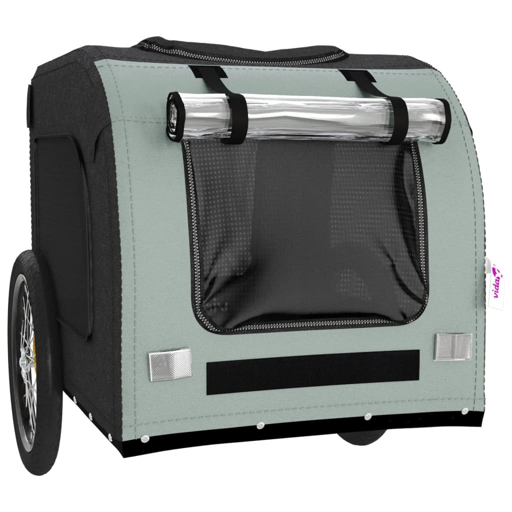 Remolque de bicicleta mascotas hierro tela Oxford gris negro