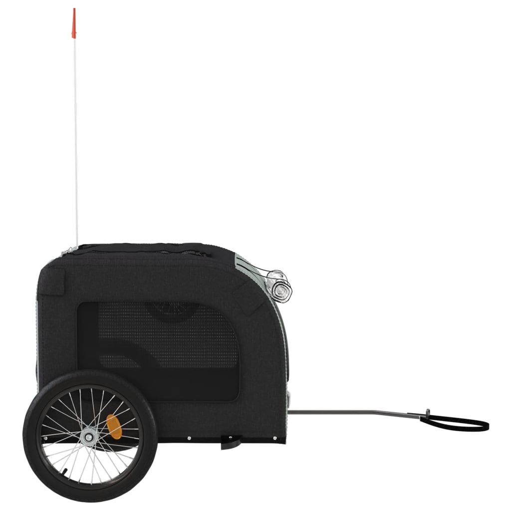 Remolque de bicicleta mascotas hierro tela Oxford gris negro