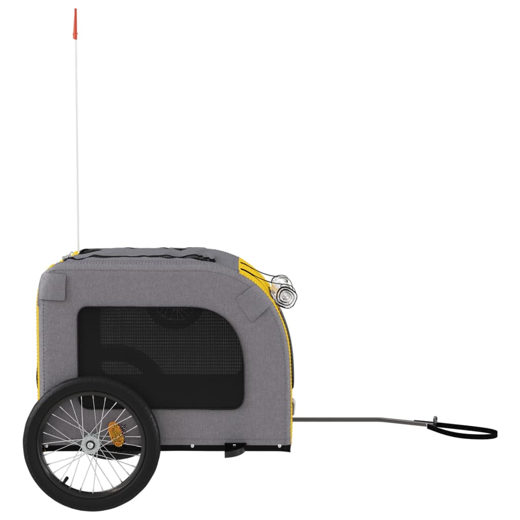 Remolque de bicicleta mascotas hierro tela Oxford amarillo gris