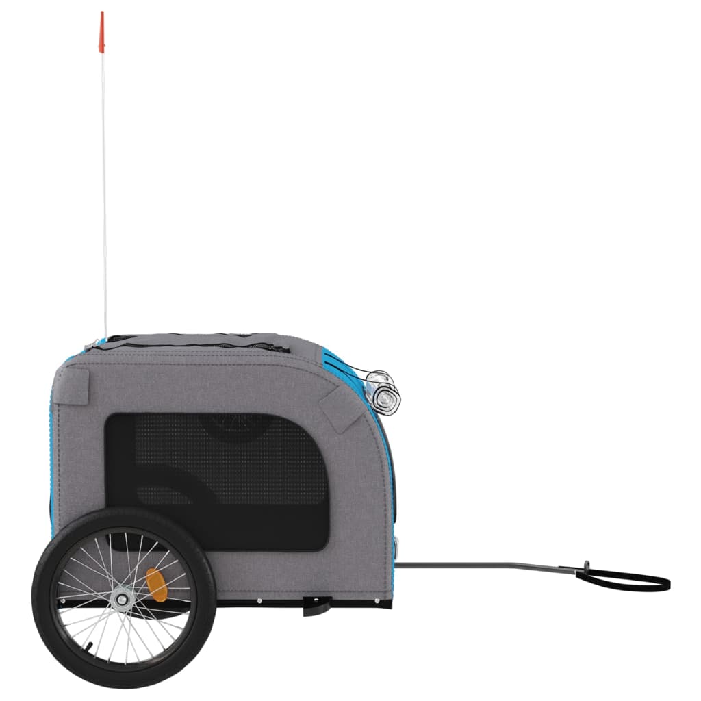 Remolque de bicicleta mascotas hierro tela Oxford azul gris