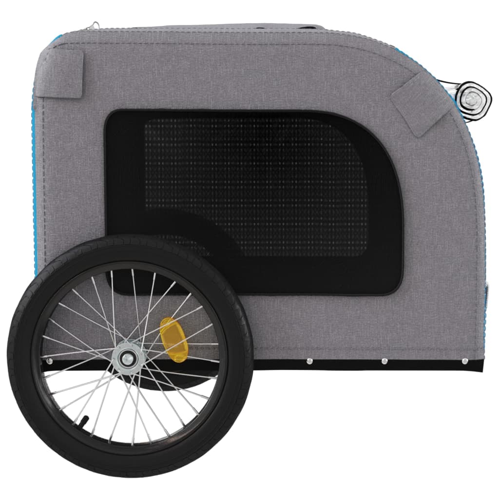 Remolque de bicicleta mascotas hierro tela Oxford azul gris