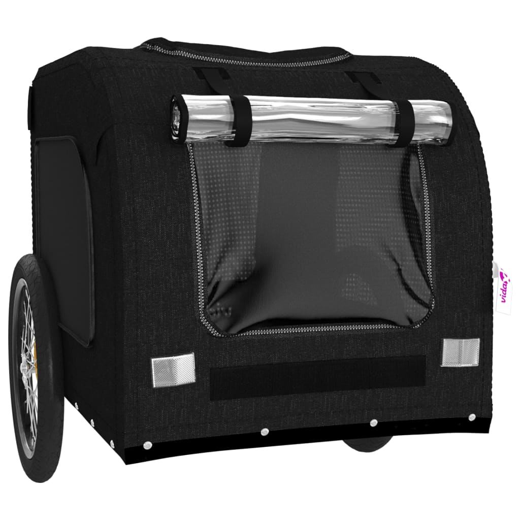 Remolque de bicicleta mascotas hierro tela Oxford negro