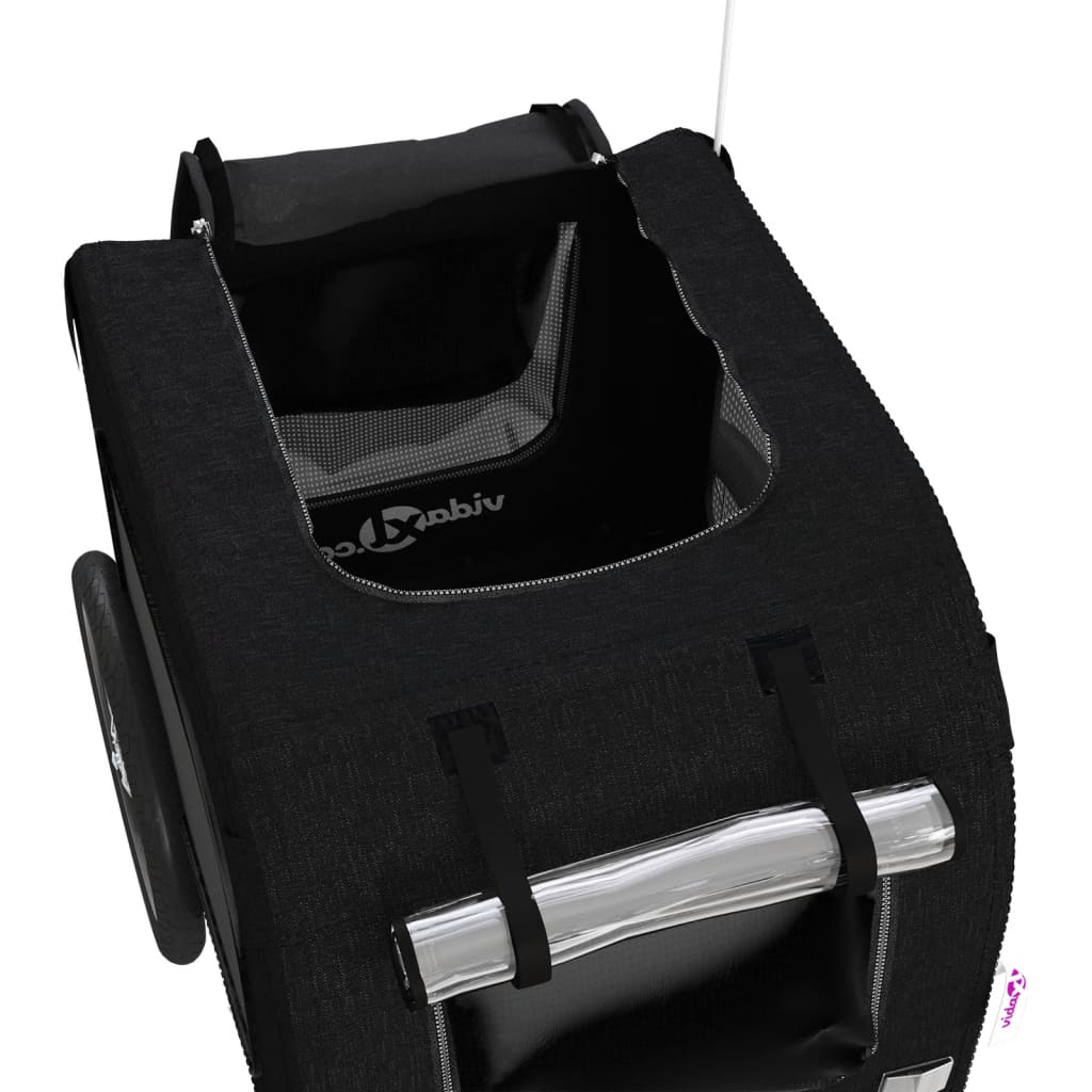 Remolque de bicicleta mascotas hierro tela Oxford negro