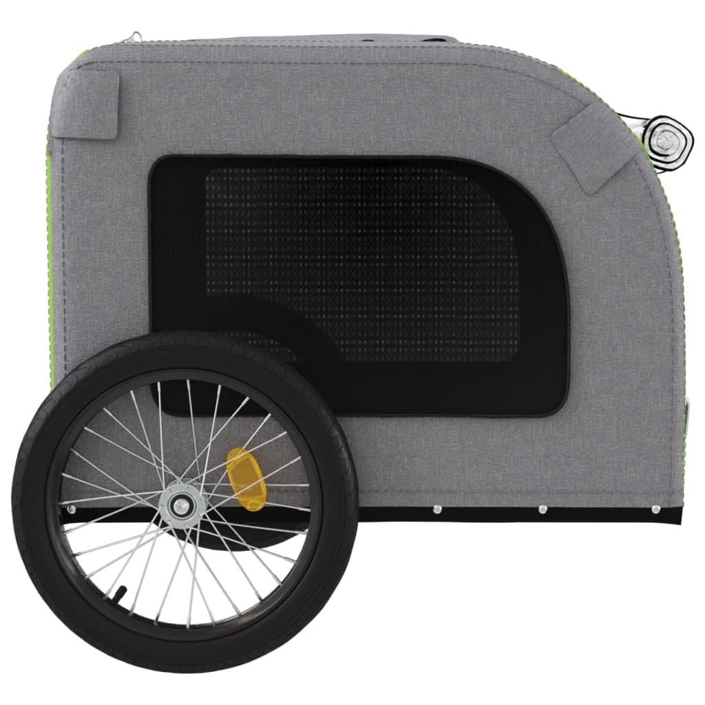 Remolque de bicicleta mascotas hierro tela Oxford verde gris