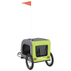 Remolque de bicicleta mascotas hierro tela Oxford verde gris