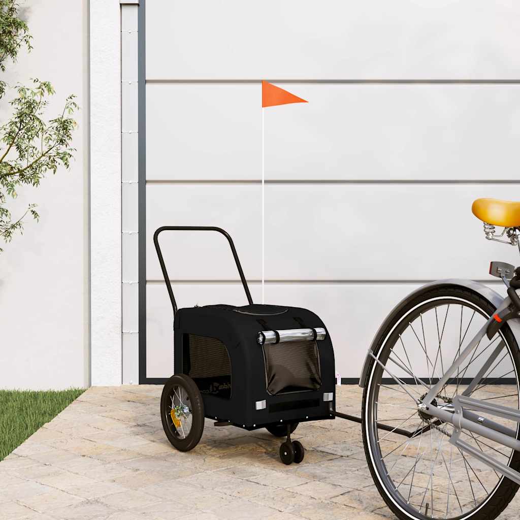 Remolque de bicicleta para mascotas Negro 125 x 53 x 54 cm