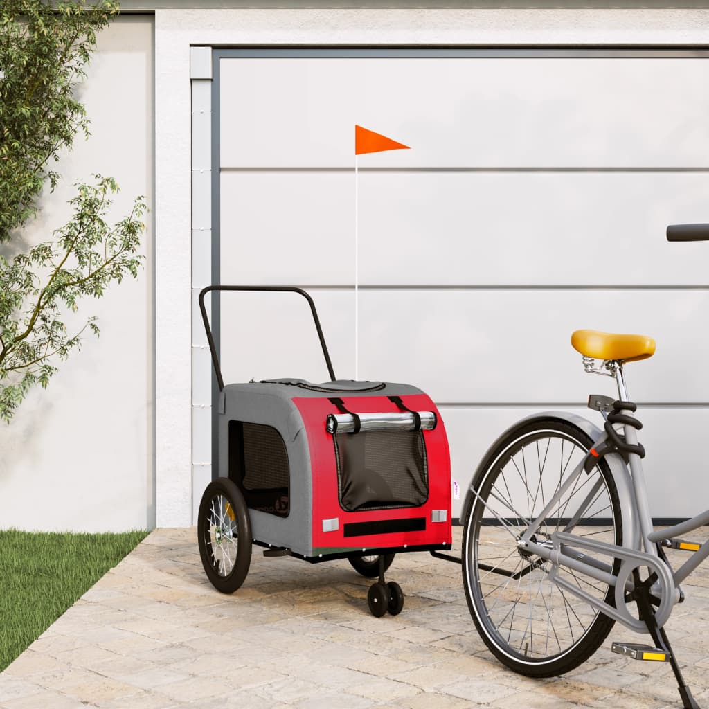 Remolque de bicicleta mascotas hierro tela Oxford rojo