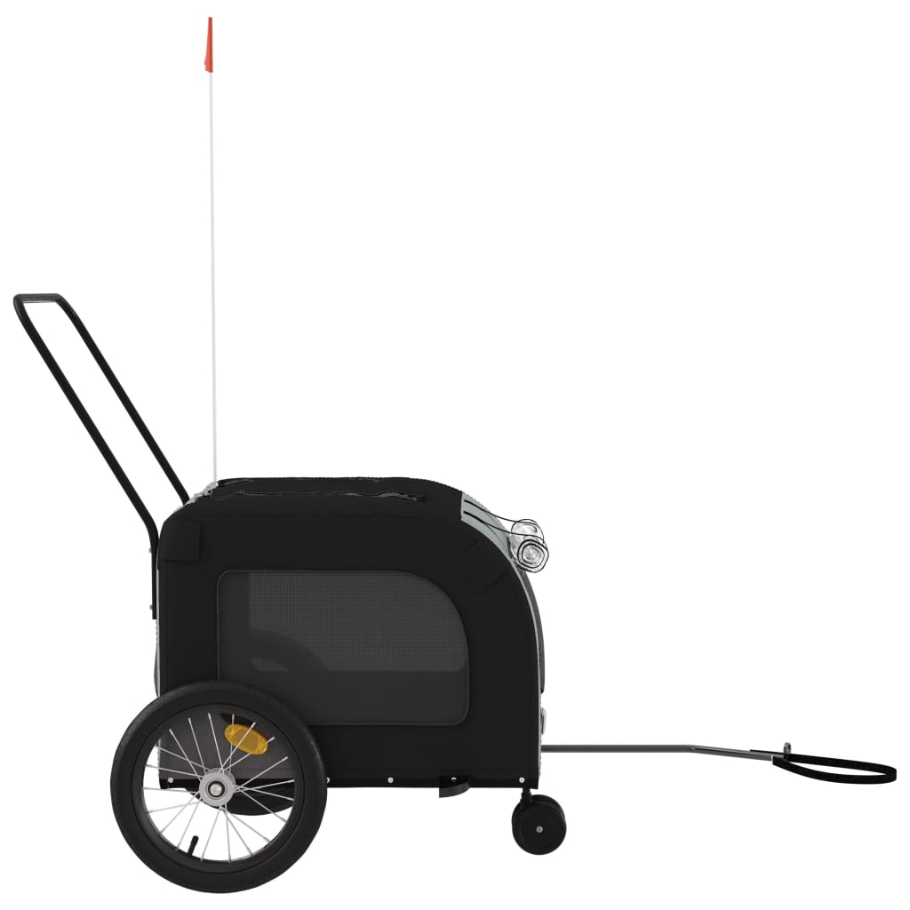 Remolque bicicleta para mascotas hierro tela Oxford negro gris