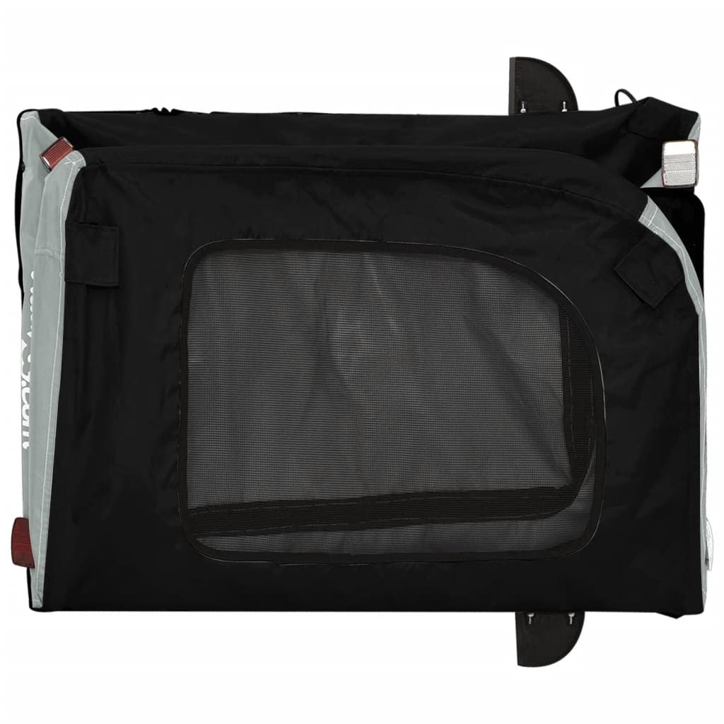 Remolque bicicleta para mascotas hierro tela Oxford negro gris