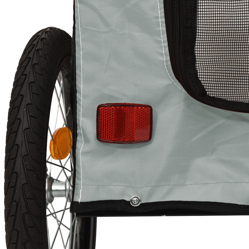 Remolque bicicleta para mascotas hierro tela Oxford negro gris