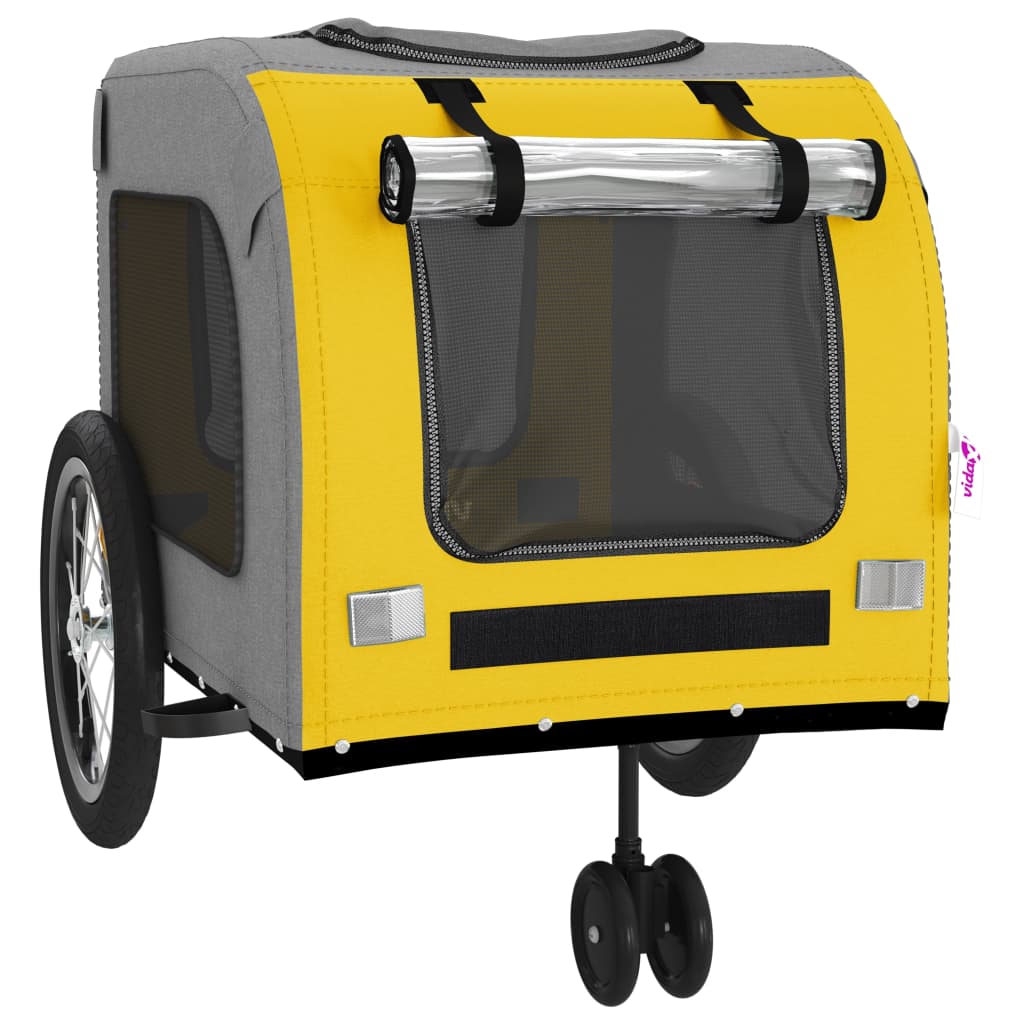 Remolque de bicicleta mascotas hierro tela Oxford amarillo gris