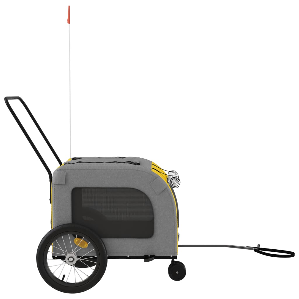 Remolque de bicicleta mascotas hierro tela Oxford amarillo gris