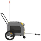 Remolque de bicicleta mascotas hierro tela Oxford amarillo gris