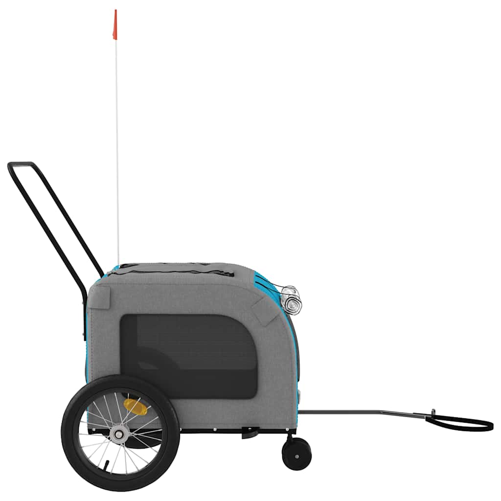 Remolque de bicicleta mascotas hierro tela Oxford azul gris