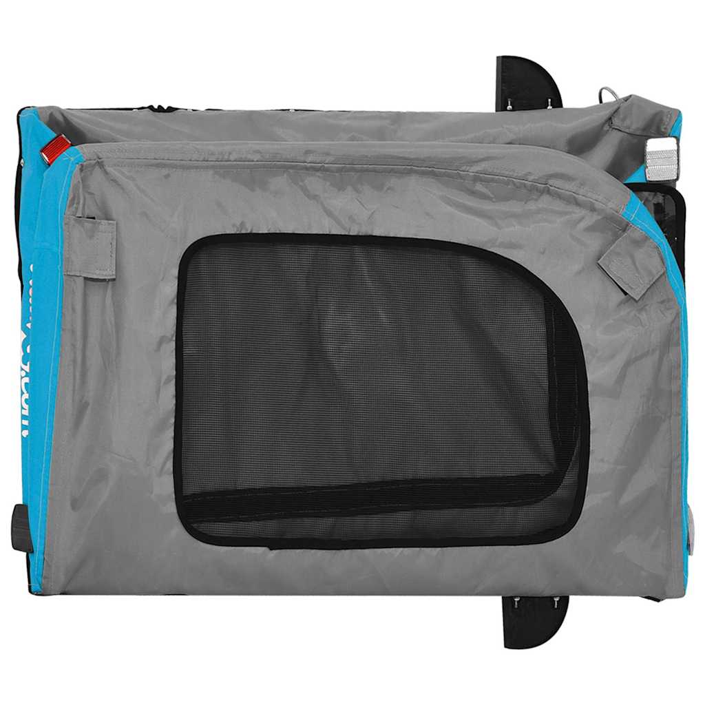 Remolque de bicicleta mascotas hierro tela Oxford azul gris