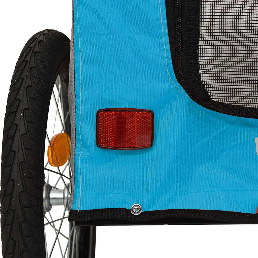 Remolque de bicicleta mascotas hierro tela Oxford azul gris