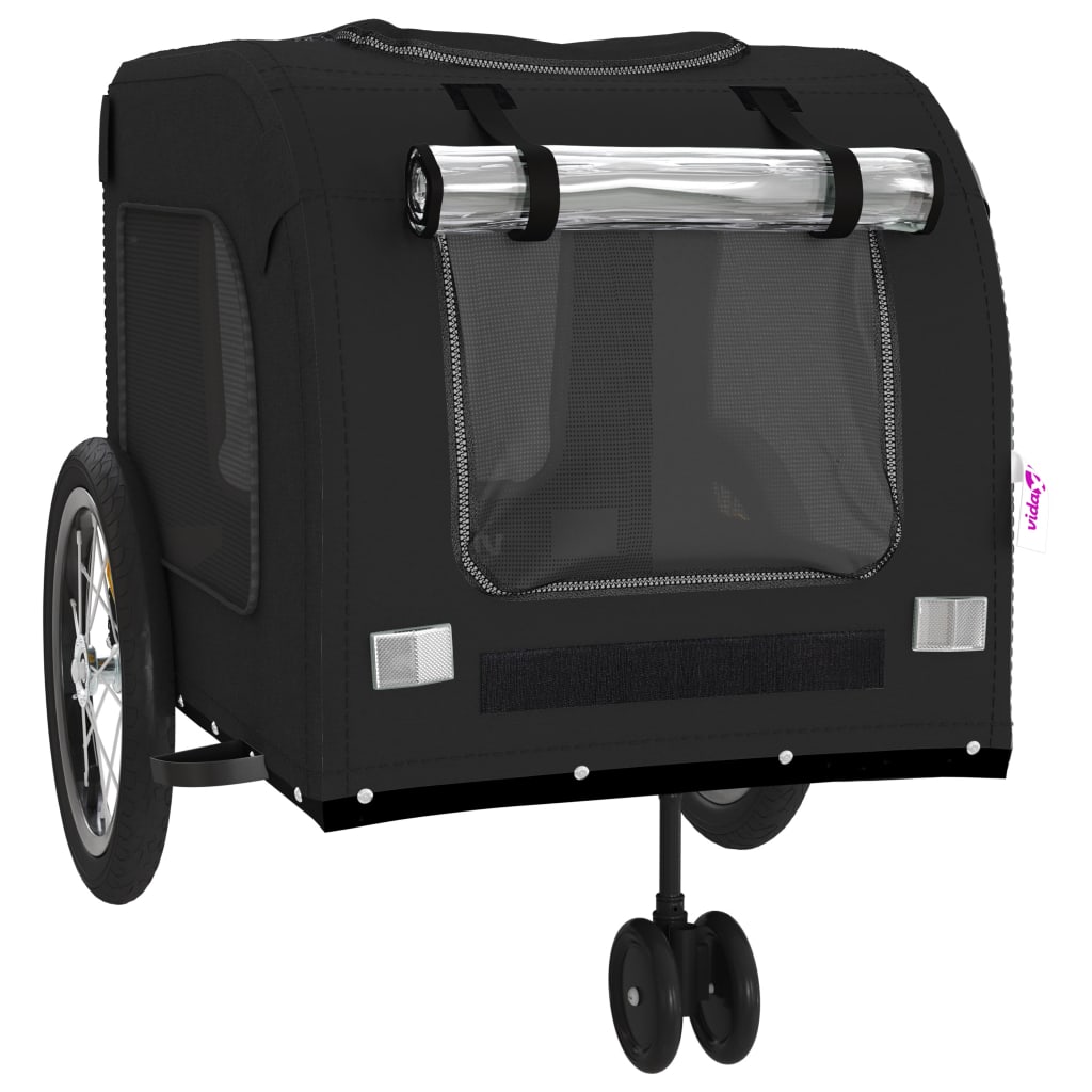 Remolque de bicicleta mascotas hierro tela Oxford negro