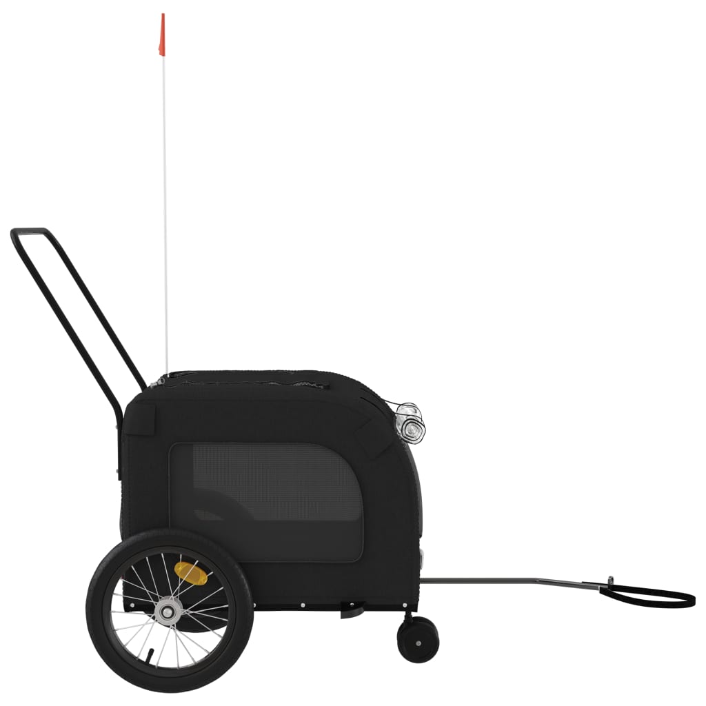 Remolque de bicicleta mascotas hierro tela Oxford negro