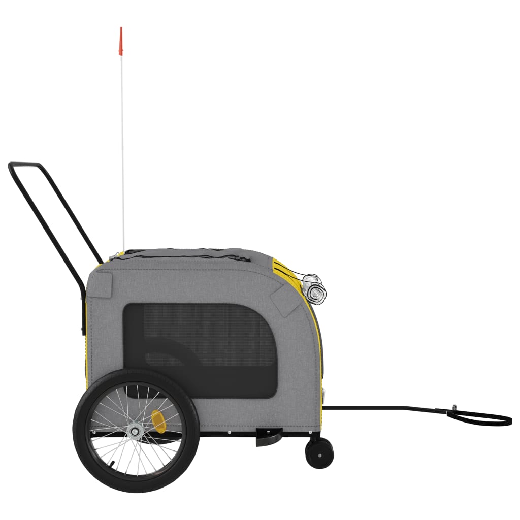 Remolque de bicicleta mascotas hierro tela Oxford amarillo gris