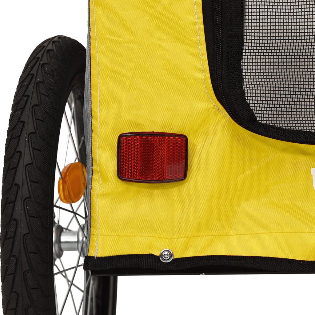 Remolque de bicicleta mascotas hierro tela Oxford amarillo gris