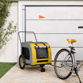 Remolque de bicicleta mascotas hierro tela Oxford amarillo gris