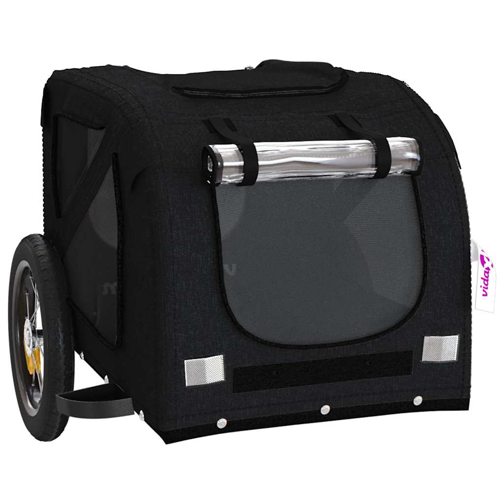 Remolque de bicicleta mascotas hierro tela Oxford negro