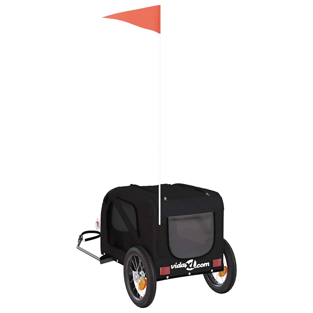 Remolque de bicicleta mascotas hierro tela Oxford negro