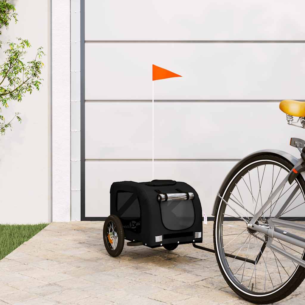 Remolque de bicicleta mascotas hierro tela Oxford negro