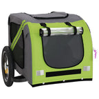 Remolque de bicicleta mascotas hierro tela Oxford verde gris