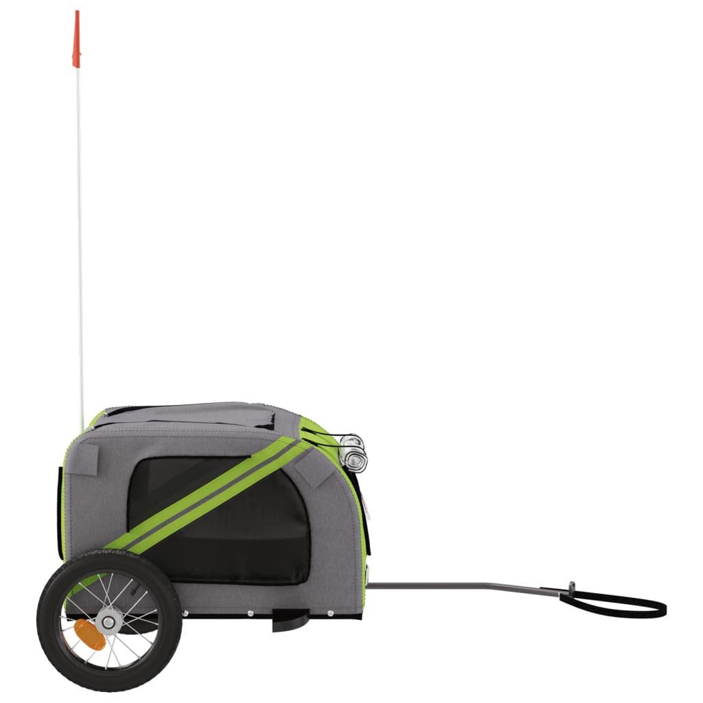 Remolque de bicicleta mascotas hierro tela Oxford verde gris