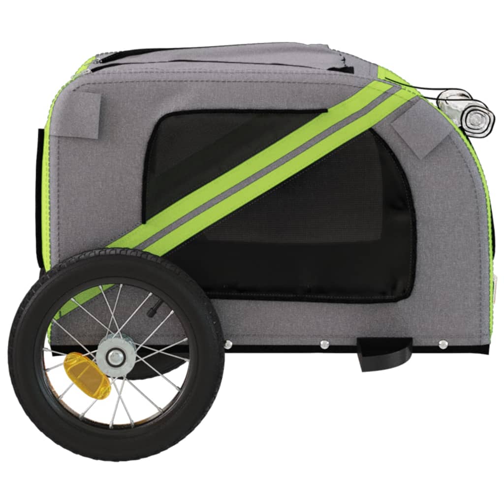Remolque de bicicleta mascotas hierro tela Oxford verde gris