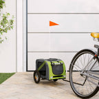 Remolque de bicicleta mascotas hierro tela Oxford verde gris