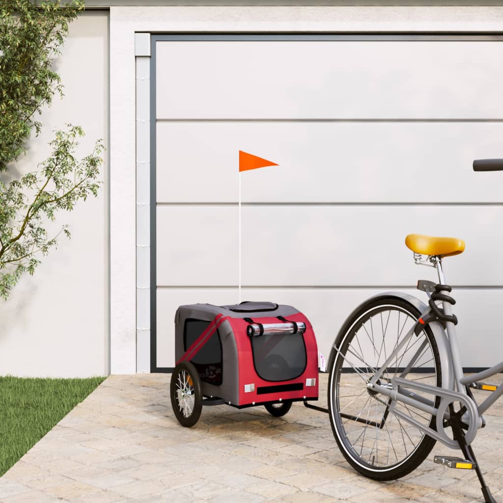 Remolque de bicicleta mascotas hierro tela Oxford rojo