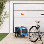 Remolque de bicicleta mascotas hierro tela Oxford azul gris