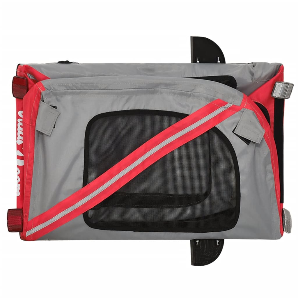 Remolque de bicicleta mascotas hierro tela Oxford rojo gris