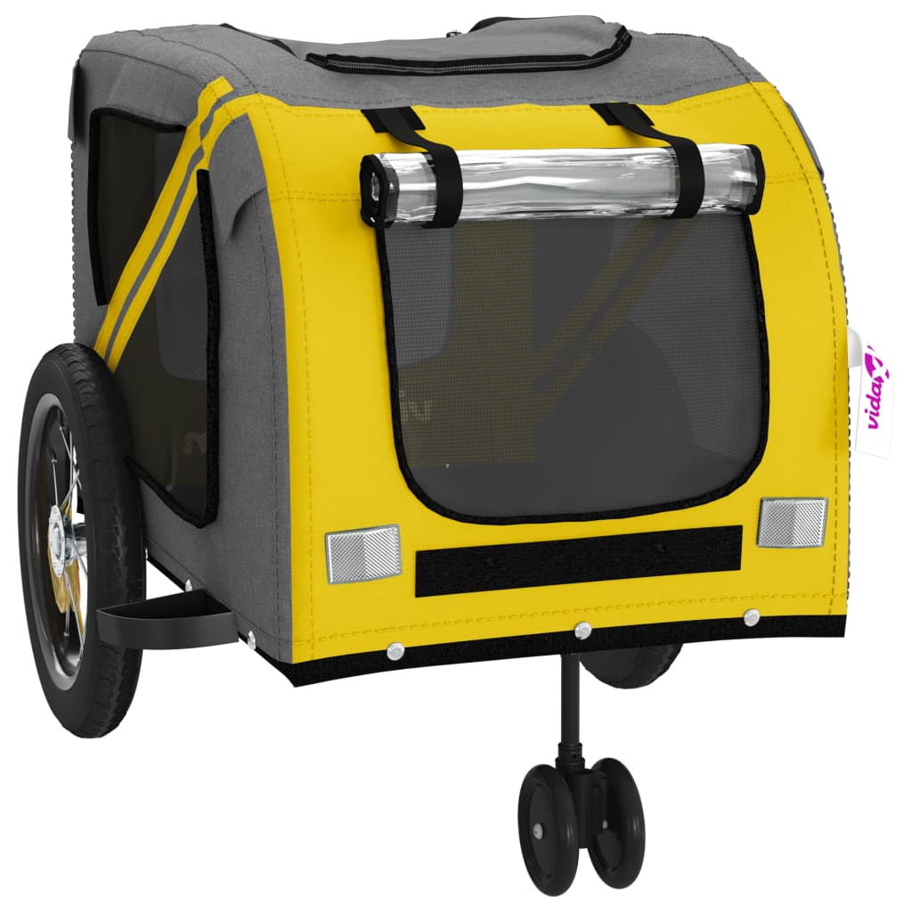 Remolque bicicleta mascotas hierro tela Oxford amarillo negro