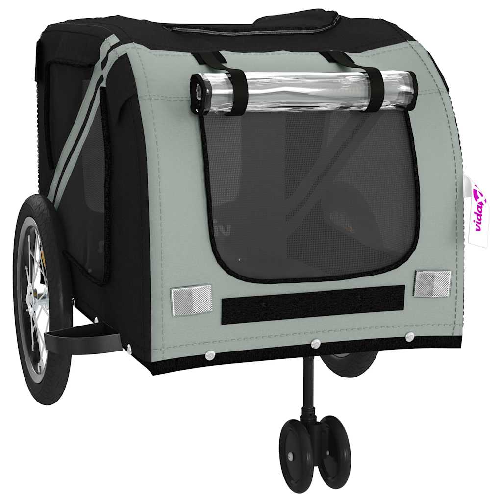 Remolque de bicicleta mascotas hierro tela Oxford gris negro