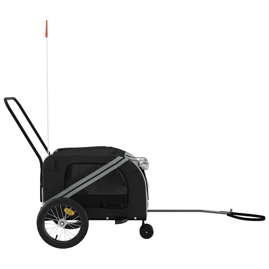 Remolque de bicicleta mascotas hierro tela Oxford gris negro