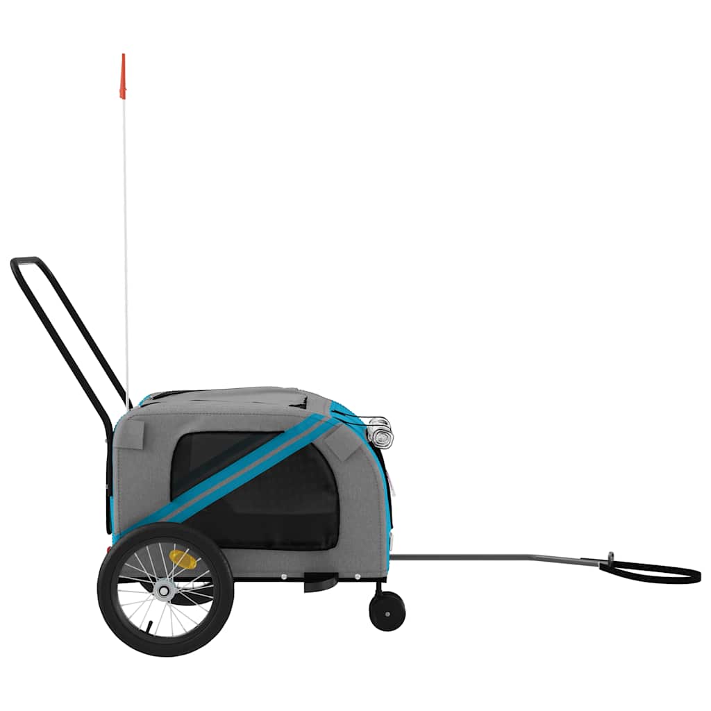 Remolque de bicicleta mascotas hierro tela Oxford azul gris