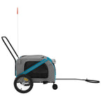 Remolque de bicicleta mascotas hierro tela Oxford azul gris