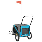 Remolque de bicicleta mascotas hierro tela Oxford azul gris