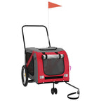 Remolque de bicicleta mascotas hierro tela Oxford rojo gris
