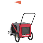 Remolque de bicicleta mascotas hierro tela Oxford rojo gris
