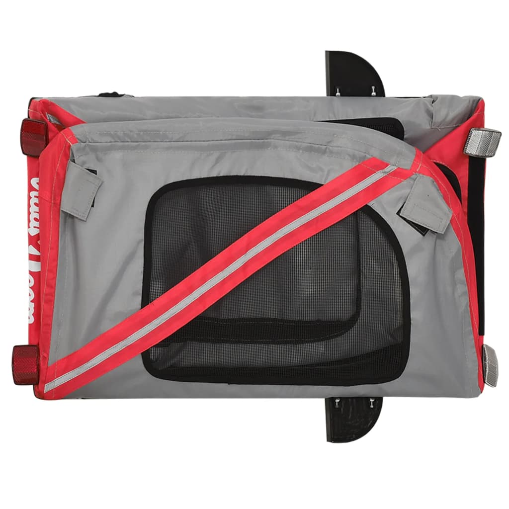 Remolque de bicicleta mascotas hierro tela Oxford rojo gris