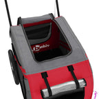 Remolque de bicicleta mascotas hierro tela Oxford rojo gris
