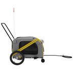 Remolque de bicicleta mascotas hierro tela Oxford amarillo gris
